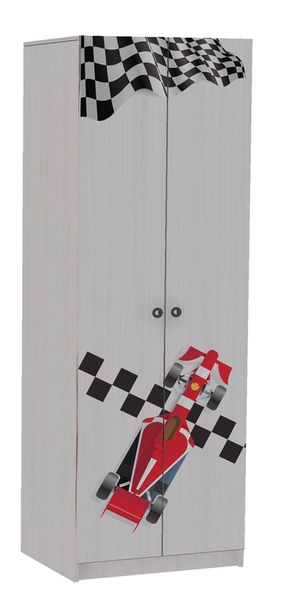 Детская "Рио" (Формула-1) Шкаф 2-х дверный Анкор белый Снято с производства