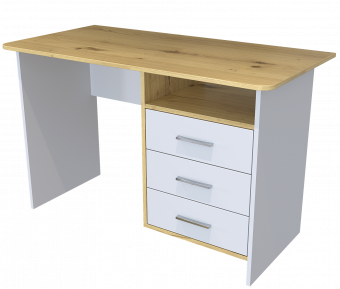 Стол однотумбовый "STIF" 3ящ белый/Дуб бунратти (левый)