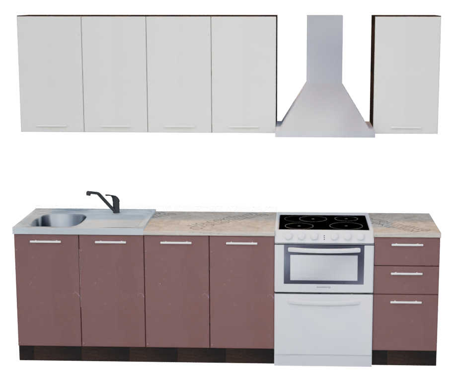 Кухня RENNI Скафарка/санса 2,0м (Без столешницы, мойки, сушки)