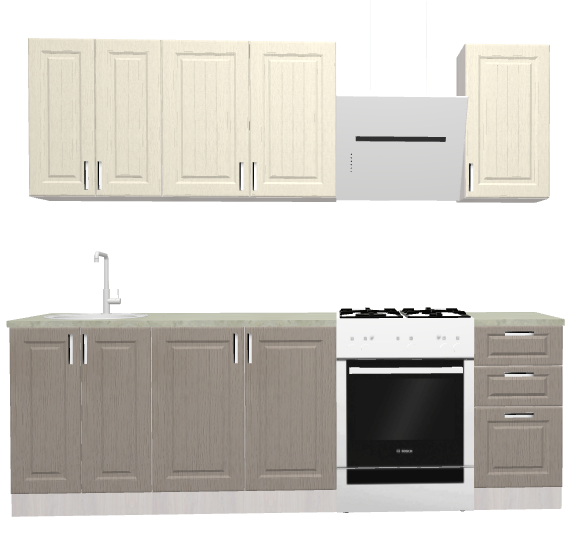 Кухня EXLUSIVE шато крем/шато латте 1,8м (Без столешницы, мойки, сушки)