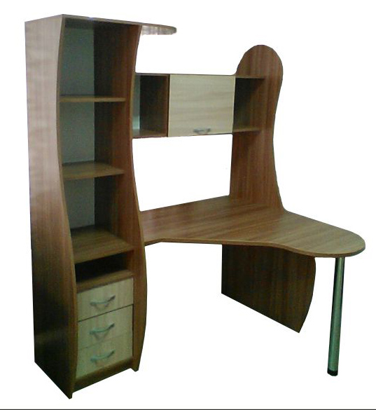 Стол компьютерный ЛДСП "Фортуна-14" ясень шимо тем/светлый правый