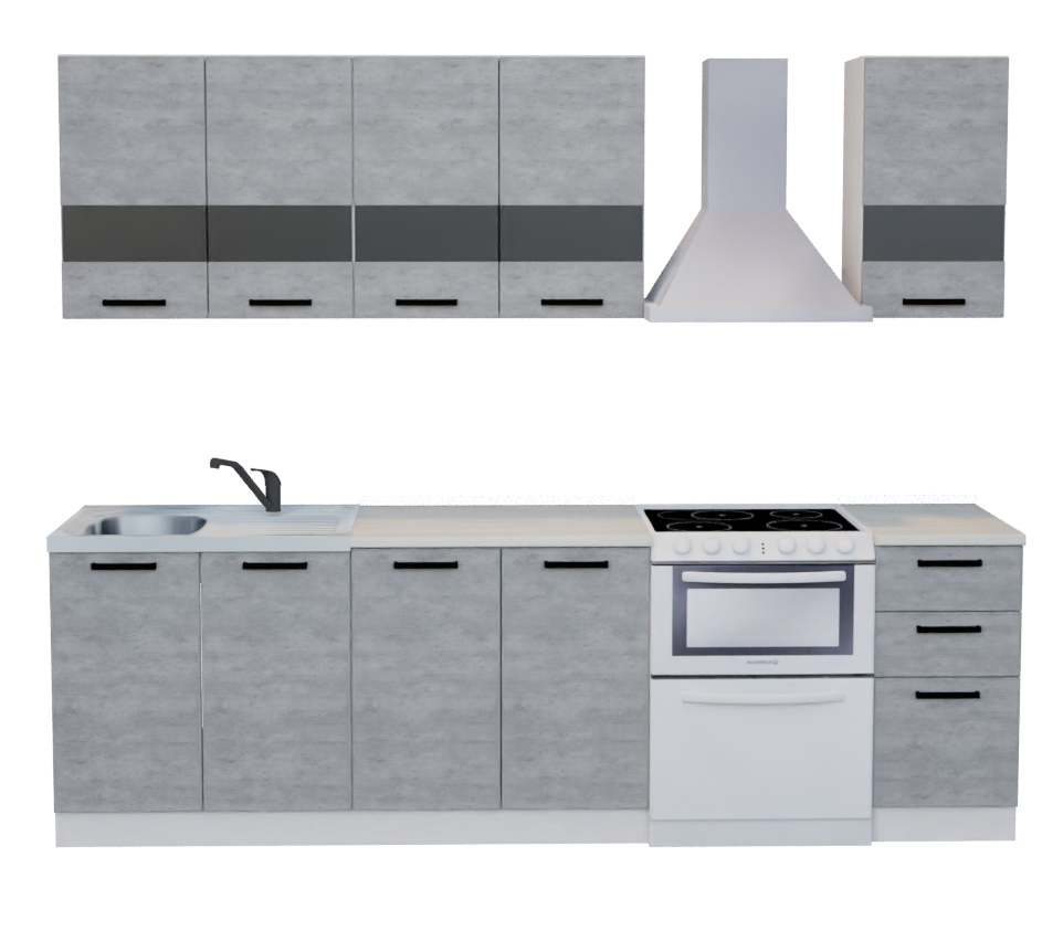 Кухня SOFT grey 2,0м (Без столешницы, мойка, сушки)