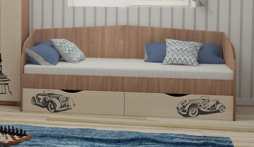 Детская "Школьник" с УФ Кровать с 1-м ящиком шимо тем./венге светлый (без основания)